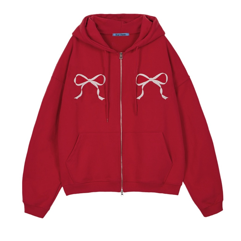 Rosé Frantz- Sketch Ribbon Hood ZipUp (Rose Red)